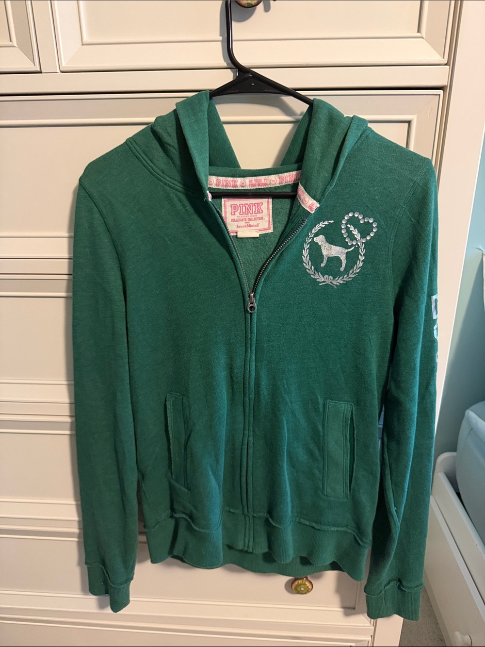 Vintage Y2K PINK Victoria's Secret by Victoria’s Secret Green Zip-Up Hoodie